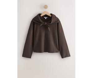 Next Chocolate Brown Cosy Soft Touch Crew Neck Sweatshirt with Neck Scarf