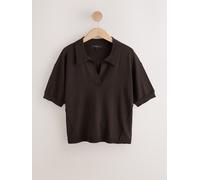 Next Chocolate Brown Cotton Rich Soft Touch Knitted Polo Top