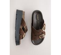 Next Chocolate Brown Double Buckle Platform Sandals
