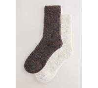 Next Chocolate Brown/Ecru Boucle Cosy Socks 2 Pack