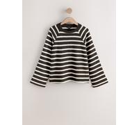 Next Chocolate Brown/Ecru Stripe Long Sleeve Knit Look Crew Neck Top