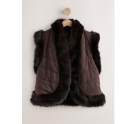 Next Chocolate Brown Faux Fur and Suedette Gilet