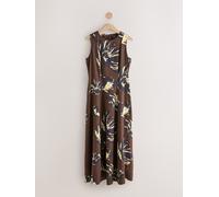 Next Chocolate Brown Floral Sleeveless Column A-Line Maxi Dress Chocolate Brown Floral EU 40 (UK 12)