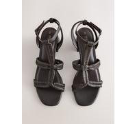 Next Chocolate Brown Forever Comfort Leather Block Heel Sandals