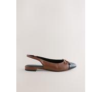 Next Chaussures plates Forever Comfort en cuir à bout rond avec naud et bride arrière Marron chocolat EU 41 (UK 7)