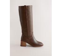 Next Chocolate Brown Forever Comfort Pull On Knee High Heeled Boots