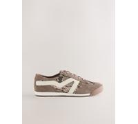 Next Chocolate Brown Forever Comfort Slimeline Side Stripe Lace Up Trainers