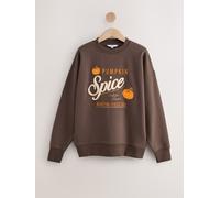 Next Chocolate Brown Graphic Halloween Pumpkin Martini Crewneck Long Sleeve Sweatshirt