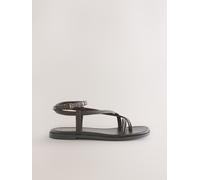 Next Chocolate Brown Leather Forever Comfort Cross Strappy Sandals