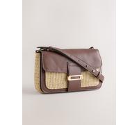 Next Chocolate Brown Raffia Effect Hardware Cross-Body Bag