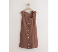 Next Chocolate Brown Scallop Edge Square Neck Button Through Mini Shift Dress Chocolate Brown Scallop Edge EU 50 (UK 22)