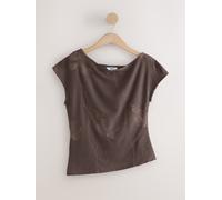 Next Chocolate Brown Short Sleeved Cornelli Drape Top