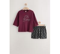 Next Chocolate Brown Slogan Short Pyjamas Set