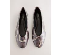 Next Chocolate Brown Snake Standard/Wide Fit Leather Round Toe Ballerinas Chocolate Brown Snake 5 EU 38 W