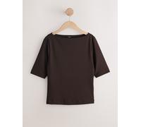 Next Chocolate Brown Soft Touch Slash Neck Half Sleeve T-Shirt