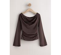 Next Chocolate Brown Soft Touch Slinky Drape Long Sleeve Top