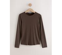 Next Chocolate Brown Soft Touch Slinky Nylon Crew Neck Long Sleeve Top