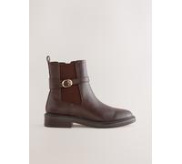 Next Chocolate Brown Standard/Wide Fit Buckled Chelsea Boots