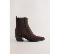 Next Chocolate Brown Standard/Wide Fit Chelsea Style Western Cowboy Boots