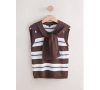 Next Chocolate Brown Stripe Cotton Scarf Layer Sleeveless Jumper