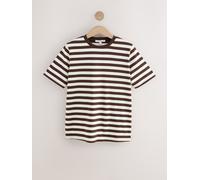 Next Chocolate Brown Stripe Heavyweight Short Sleeve Crew Neck T-Shirt