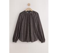 Next Chocolate Brown Stripe Long Sleeve V-Neck Blouse
