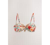 Next Chocolate Brown/Teal Abstract Wired Bandeau Bikini Top