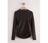 Next Chocolate Brown Textured High Neck Long Sleeve Top