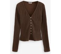 Next Chocolate Brown Textured Long Sleeve Button Through Cardigan