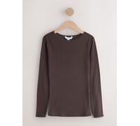 Next Chocolate Brown Thermal Maximum Warmth Cosy Pointelle Long Sleeved Top