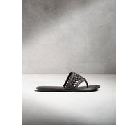 Next Chocolate Brown Weave Toe Thong Leather Sandals