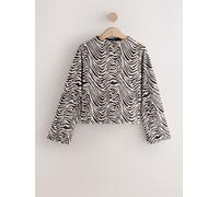 Next Chocolate Brown Zebra Print Jacquard High Neck Long Sleeve Top