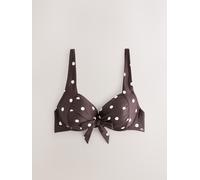 Next Chocolate/Cream Polka Dot Bow Front Padded Wired Bikini Top