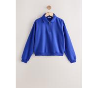 Next Cobalt Blue Essential Quarter Zip Neck Collarred Sweatshirt