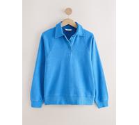 Next Cobalt Blue Rugby Loopback Polo Collard Long Sleeve Sweatshirt