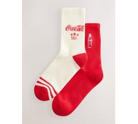 Next Coca-Cola Embroidered Cushion Sole Ribbed Sport Ankle Socks 2 Pack