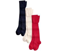 NEXT Fille Collants en coton majoritaire, 3 paires Red Navy Blue and Cream 12 Mois-18 Mois