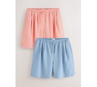 Next Coral / Blue Linen/Viscose Blend Shorts 2 Pack Coral / Blue EU 34 (UK 6)