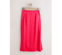 Next Coral/Pink Jacquard Polka Dot Satin Skirt Coral/Pink EU 42 Long (UK 14 L)