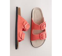 Next Coral Pink Suede Standard Fit Double Strap Footbed Sandals