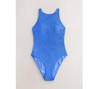 Next Cornflower Blue Textured High Neck Tummy Control Swimsuit