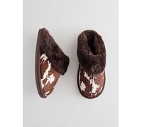 Next Cow Print Faux Fur Lined Mule Slippers
