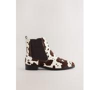 Next Cow Print Leather Standard/Wide Fit Forever Comfort Chelsea Ankle Boots
