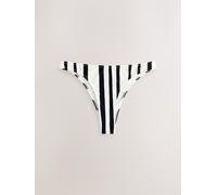 Next Cream/Black Stripe Brazilian High Leg Bikini Bottoms