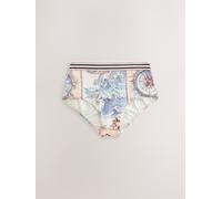 Next Cream/Blue Map High Waist Bikini Bottoms