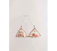 Next Cream Cherry Crosshatch Embroidered Triangle Bikini Top