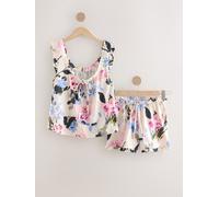 Next Cream Floral Cotton Vest Short Pyjamas Set