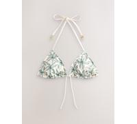 Next Cream/Green Leaf Embroidered Triangle Bikini Top