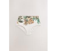 Next Cream/Khaki Green Palm High Waist Bikini Bottoms