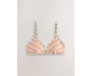 Next Cream/Peach Stripe Crop Bikini Top